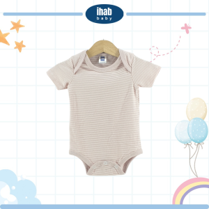 Unisex Short Sleeve Cotton Romper (0-18 months) - Scarlet Stripe, 6-12 months