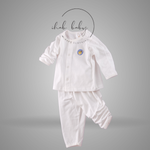 Cotton Eyelet Suit (3-18 Months) - Long Sleeve & Pants - 3-6 months, White