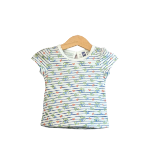 Animal Print Baby Girl Short Sleeve T-Shirt - White Flower, 0-6 Months