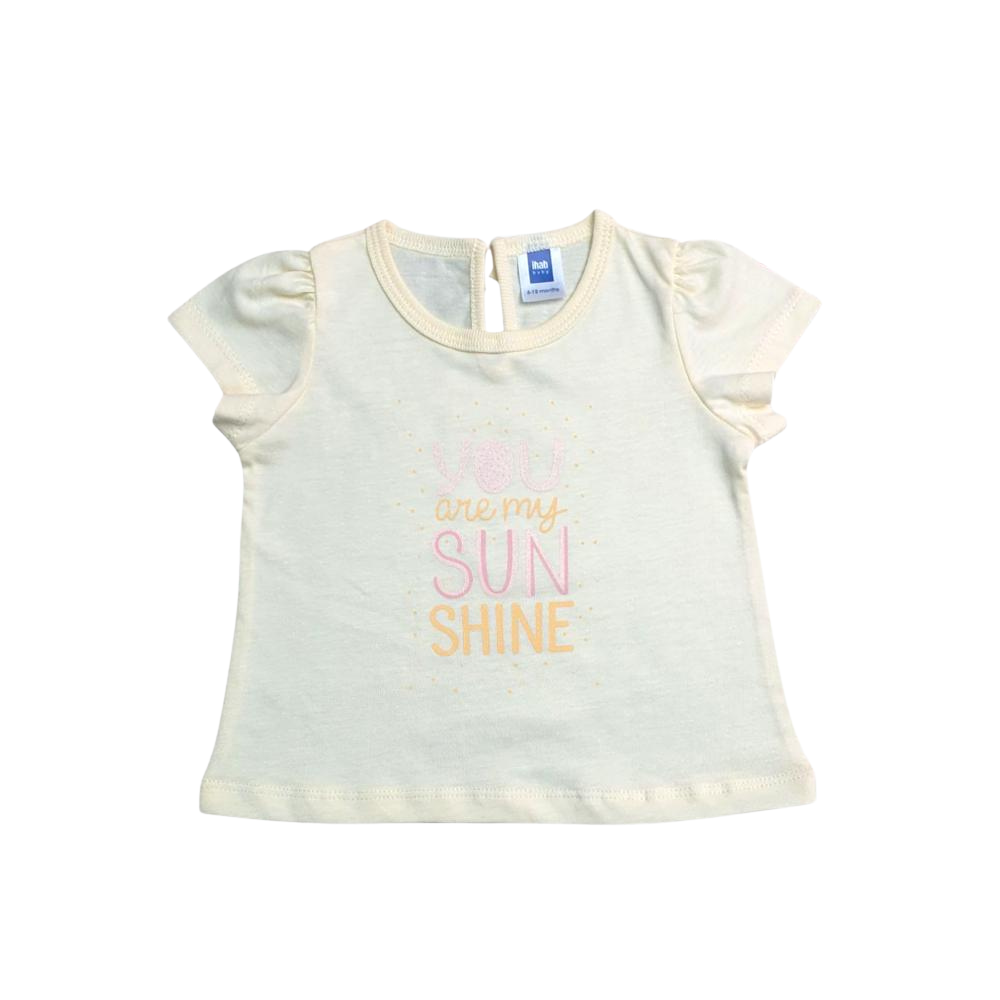 "You Are My Sunshine" Printed Baby Girl Cotton Short Sleeve T-shirt - Image 4
