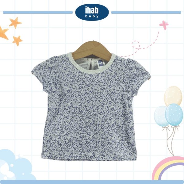 White/Pink Flower Print Short Sleeve T-Shirt (0-24 months) - Image 3