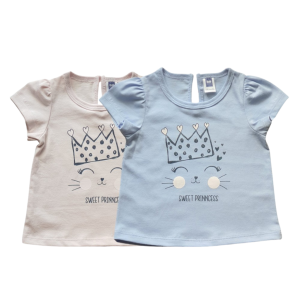 Pink Cotton Short Sleeve T-Shirt - Sweet Princess (0-36 months) - 18-24 Months, Purple