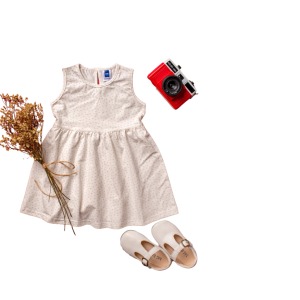 Flower & Polka Dot Dress (0-24 Months) - 0-6 months, White Love