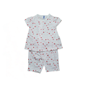 Pink Short Sleeve Blouse & 3/4 Pants (Girls) - 0-3 months