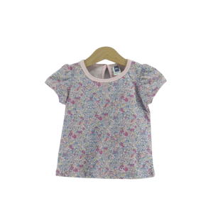 White/Pink Flower Print Short Sleeve T-Shirt (0-24 months)