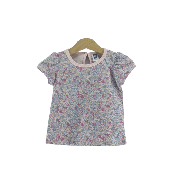 White/Pink Flower Print Short Sleeve T-Shirt (0-24 months)