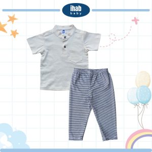 Cotton Short Sleeve Shirt & Pants Set (0-24 months) - 0-6 months, Dusty Brown