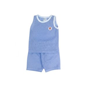 White Eyelet Singlet & Short Pants Set - Indigo, 6-12 months