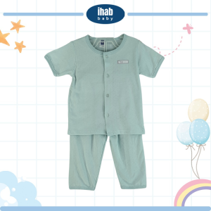 Unisex Cotton Short Sleeve Suit & Long Pants (0-18 months) - 3-6 months, Lt Turqoise