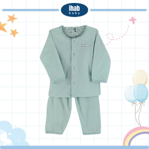 Cotton Unisex Long Sleeve Suit & Pants (0-18 months) - 3-6 months, Lt Turqoise