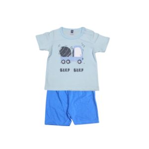 Baby Short Sleeve T-Shirt & Shorts Set - 0-6 Months, Lt Blue