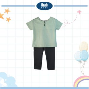 Cotton Kurta Short Sleeve Shirt & Pants Set (Baby Boy) - 0-6 months, Milky Green