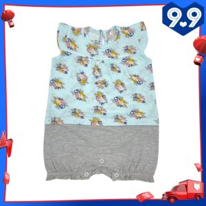 Cotton Short Sleeve Romper - Pink (0-24 months) - 18-24m, Mint Flower