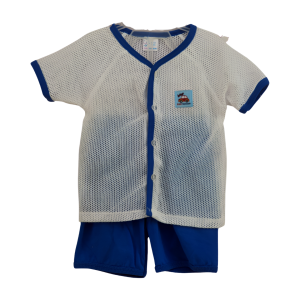 Unisex Eyelet Cotton Short Sleeve Set (3-18 months) - 3-6 months, Navy