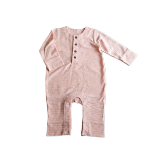 Cotton Long Sleeve Jumpsuit - Pink, 0-6 month